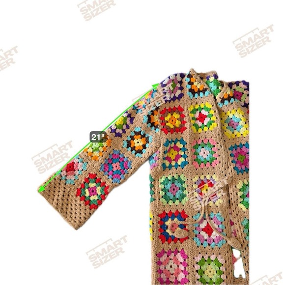 Handmade Granny Square Crochet Patchwork Cardigan Grandma Artsy Dopamine Hippie - Picture 5 of 5